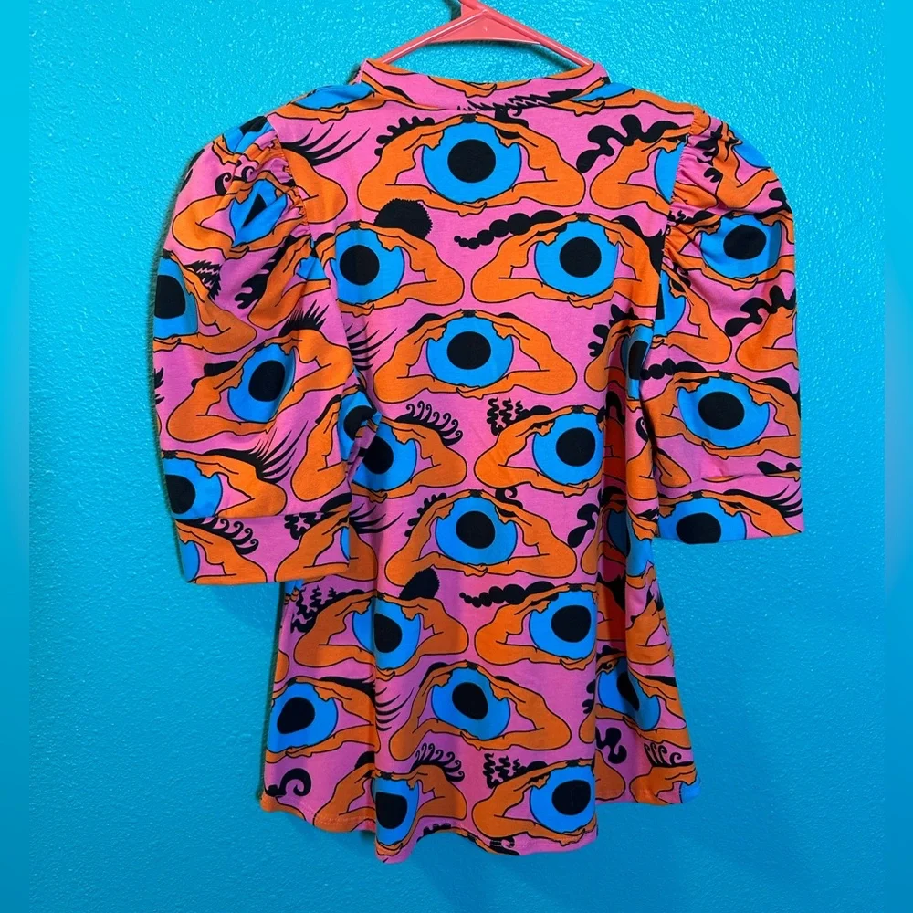 Nooworks Pink Orange Blue Eye-Print Short Sleeve Tee - Picture 3 of 5